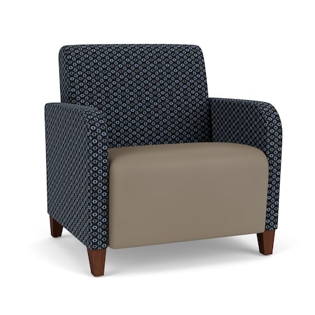 Lesro Siena Lounge Reception Wide Guest Chair, Walnut, RS NightSky Back, MD Farro Seat, RS NightSky Panels SN1201